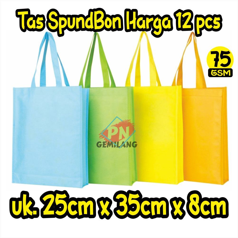 

Tas Spunbond,Tas Goodie Bag, Tas Kain MURAH Model TALI 25X35 Harga 12 pcs