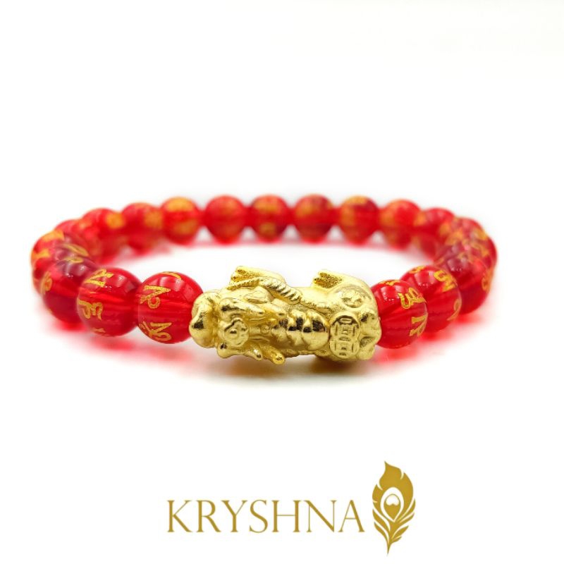 24KT Yellow Gold Red Pi Xiu Bracelet Dragon