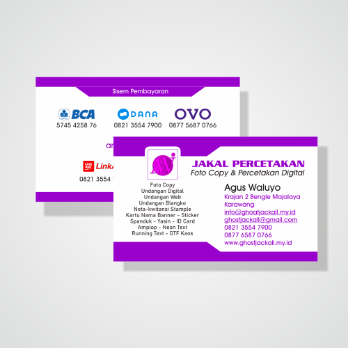 

Kartu nama - 1 Box - 100 pcs - 9 x 5.5 cm - Art Carton 260 / Ivory 260 gsm