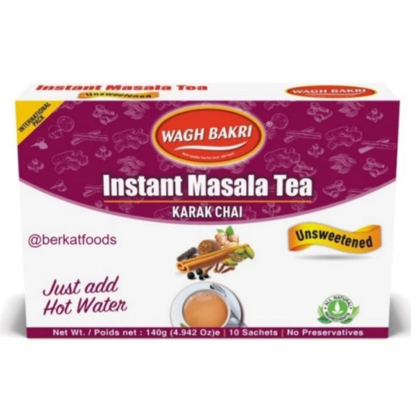 

Wagh Bakri Instant Masala Tea Unsweetened / Karak Chai India Rempah / Tanpa Pemanis Tambahan