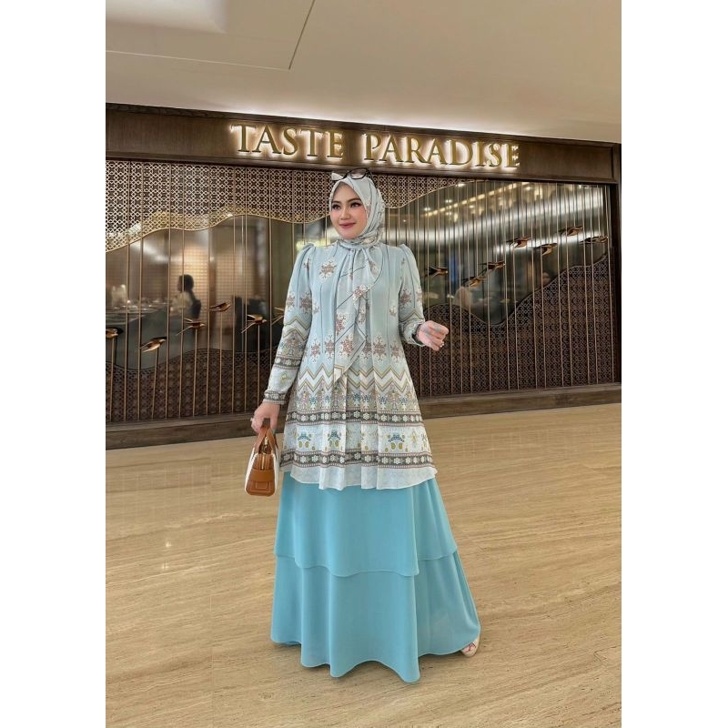 dress Meyza set jilbab segiempat by Irna original