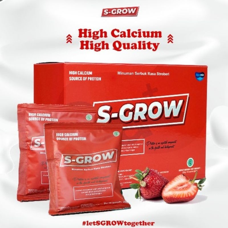 

S-GROW adalah Susu Kalsium Murni ( High Calcium High Protein ) untuk membantu dalam proses pertumbuhan Tinggi Badan.