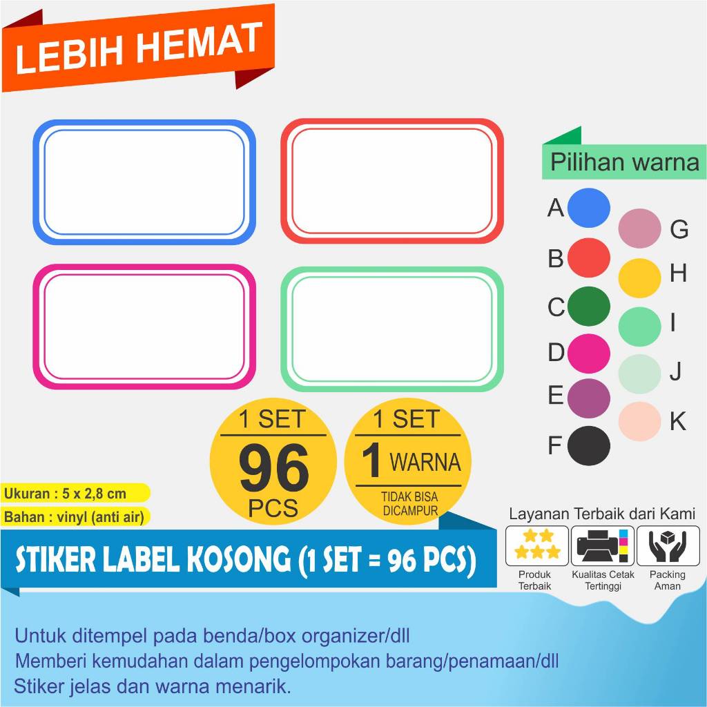 

Stiker LABEL BARANG (KOSONG) DAPAT 96 PCS