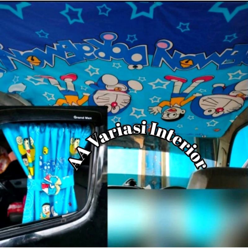 plafon Atap kabin mobil 1set Tirai jendela pintu ( polos Tampa Renda ) Plapon mobil Truk Hino Fuso t