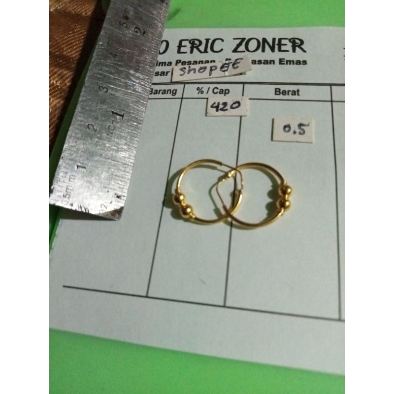 Anting emas asli anak 0.5grm 420