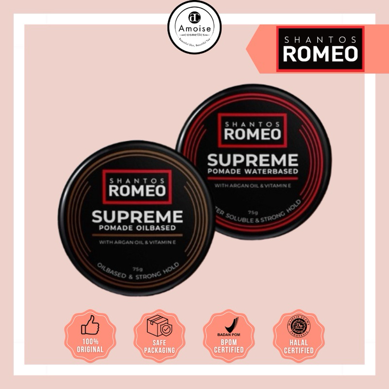 Shantos Romeo Supreme Pomade 75gr Oil Based dan Water Based Rambut Pomade Pria Minyak Rambut