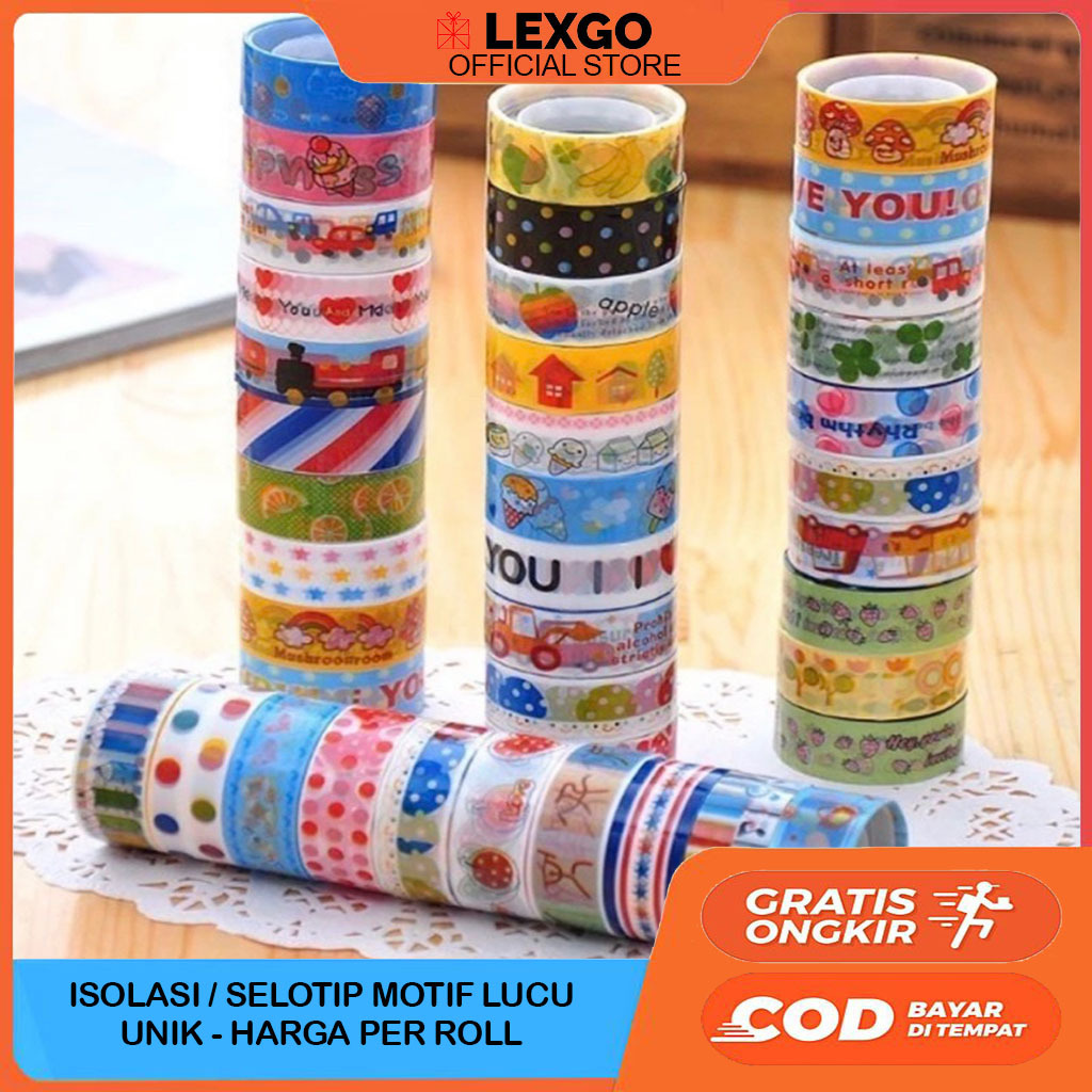 

Isolasi Fancy kado Per Pcs / Solasi Kado Gambar / Solatip Fancy Selotip Gliter Motif Warna-Warni / Isolatip Solasi Selotip Gliter/isolasi karakter Lakban