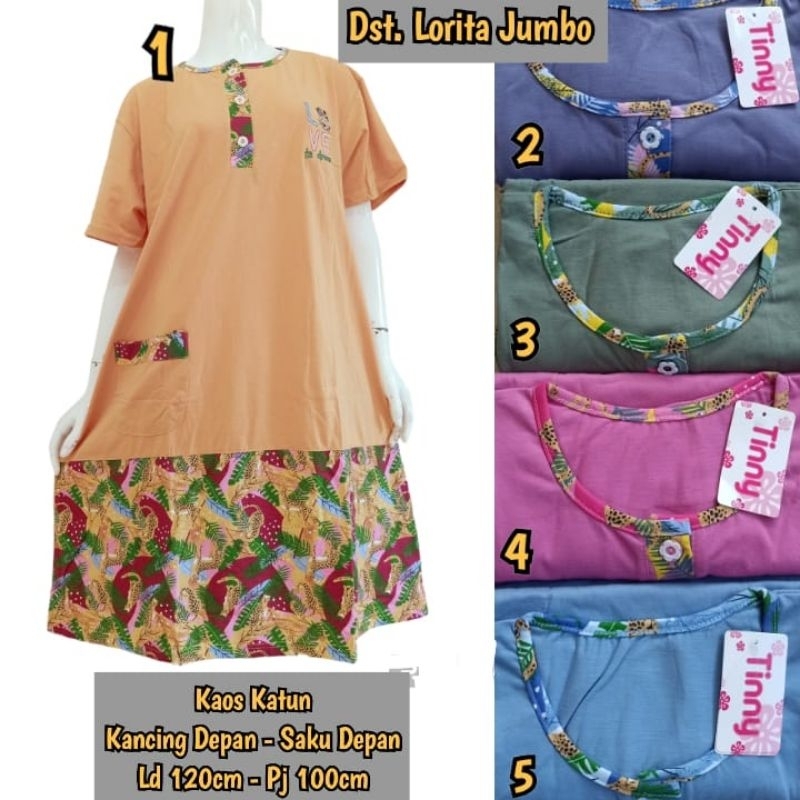 daster kaos size xxl ld 120cm / daster lorita jumbo murah / baju tidur wanita jumbo