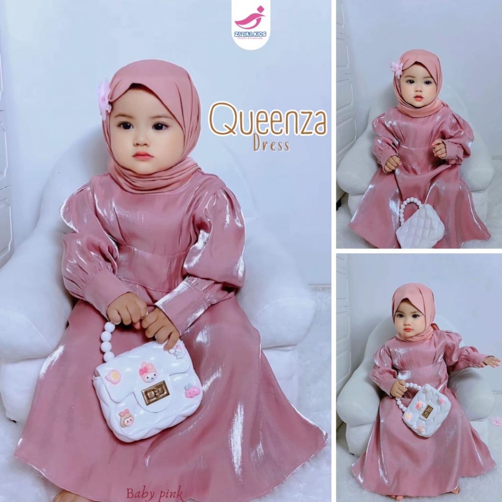 Gamis Bayi Newborn Perempuan set jilbab Zalira Kids Dress Lebaran anak perempuan 2026