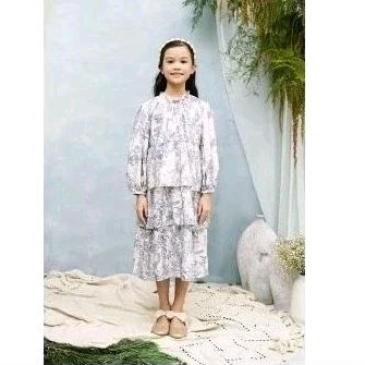 Kalea Dress Girl size 11/12 warna forest cream Wearingklamby (PL)