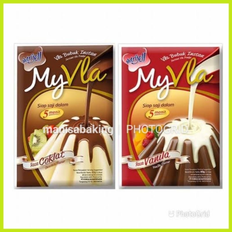 

NUTRIJELL MY VLA BUBUK INSTANT 63 GRAM FLA PUDDING COKLAT VANILLA SAUS TOPPING PUDING NUTRIJEL