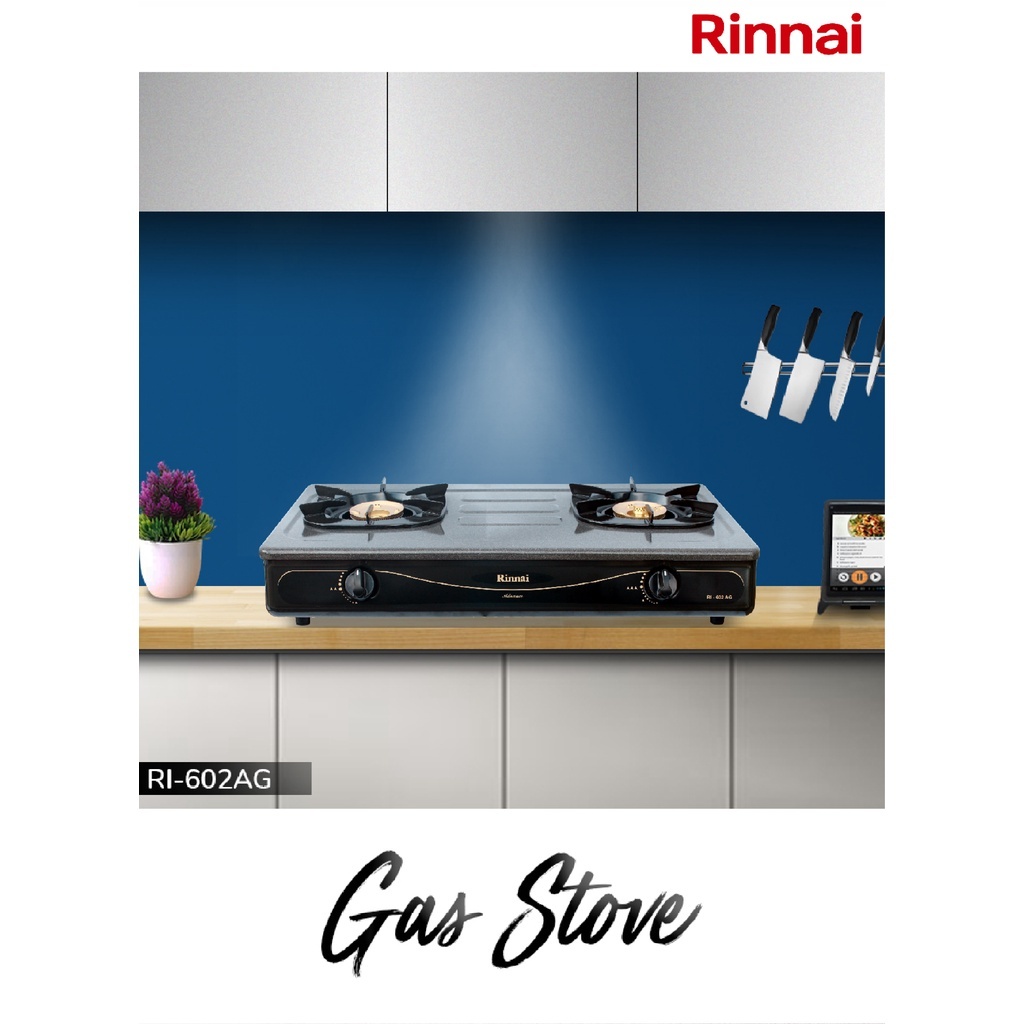 RINNAI Kompor Gas RI 602 AG - Kompor Gas 2 Tungku Rinnai RI 602 AG