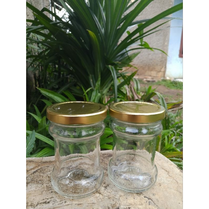 Botol kaca jar 150ml tutup gold/botol kaca