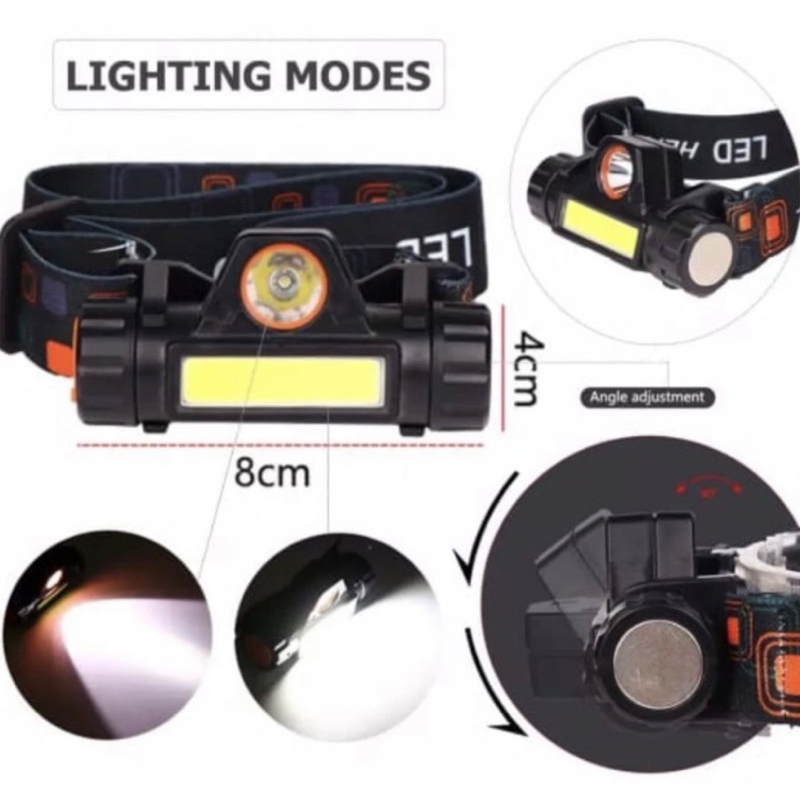Senter Lampu LED Terang Senter Pendaki dan Emergency / Senter Kepala Pendaki HeadLamp FlashLight