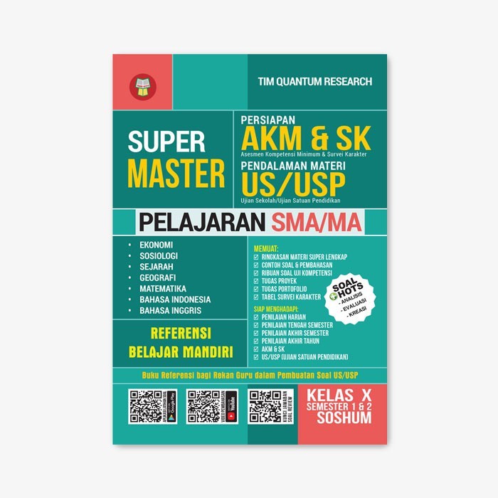 Buku Super Master Persiapan AKM & SK - US/USP SMA/MA Kelas X Soshum