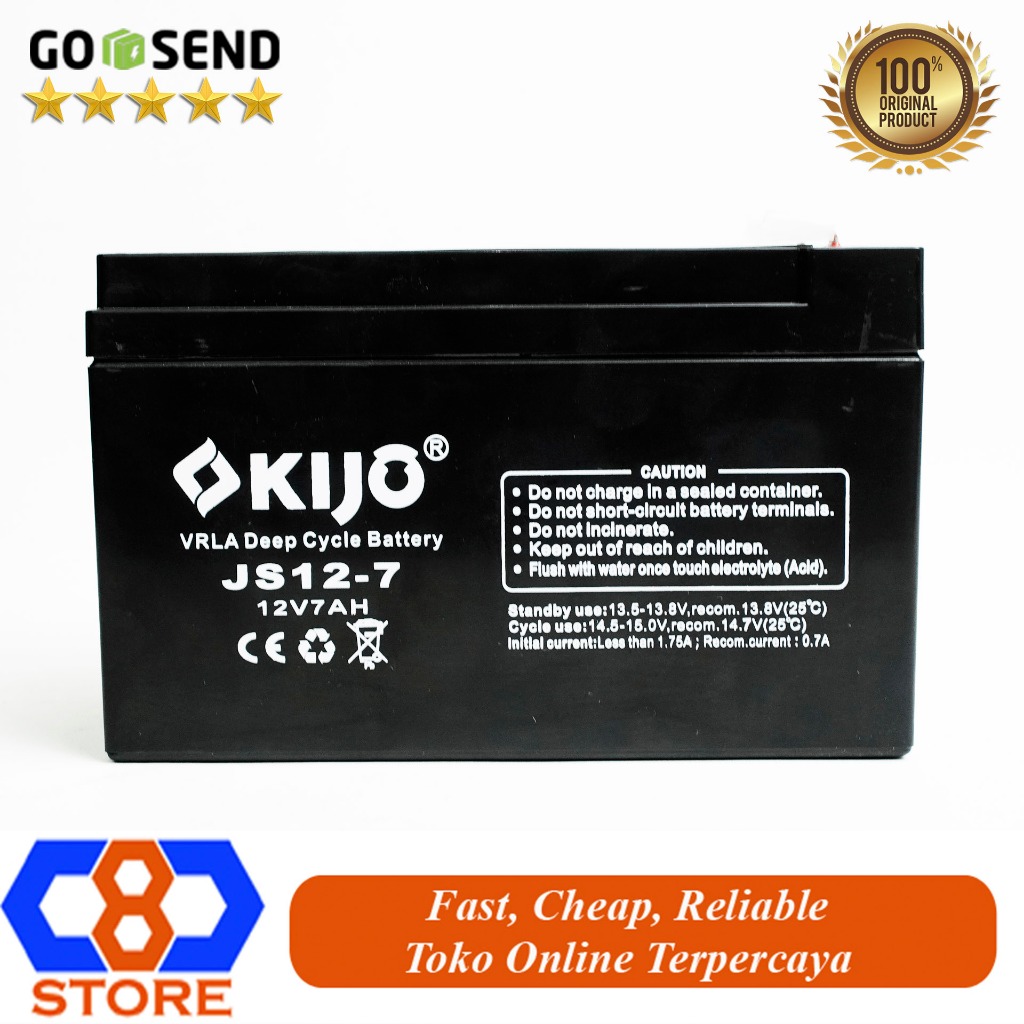 BATERAI AKI KERING UPS 12V 7AH KIJO EYOTA VRLA DEEP CYCLE BATTERY JS12-7