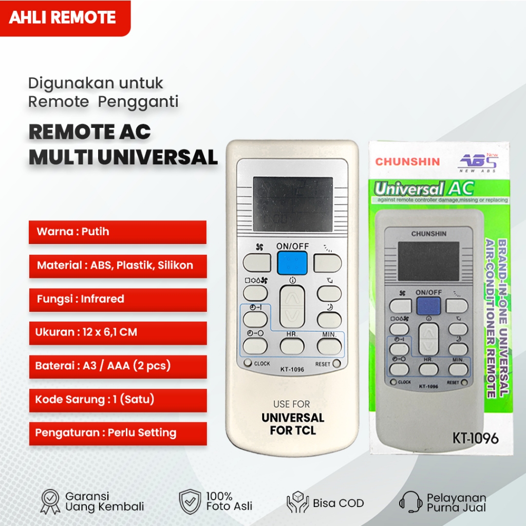 Remote AC TCL Standard Multi Universal / Remot AC TCL