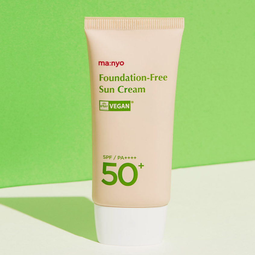 MANYO Foundation Free Sun Cream 50ml SPF50+ PA++++ Natural Tone up Vegan sunscreen