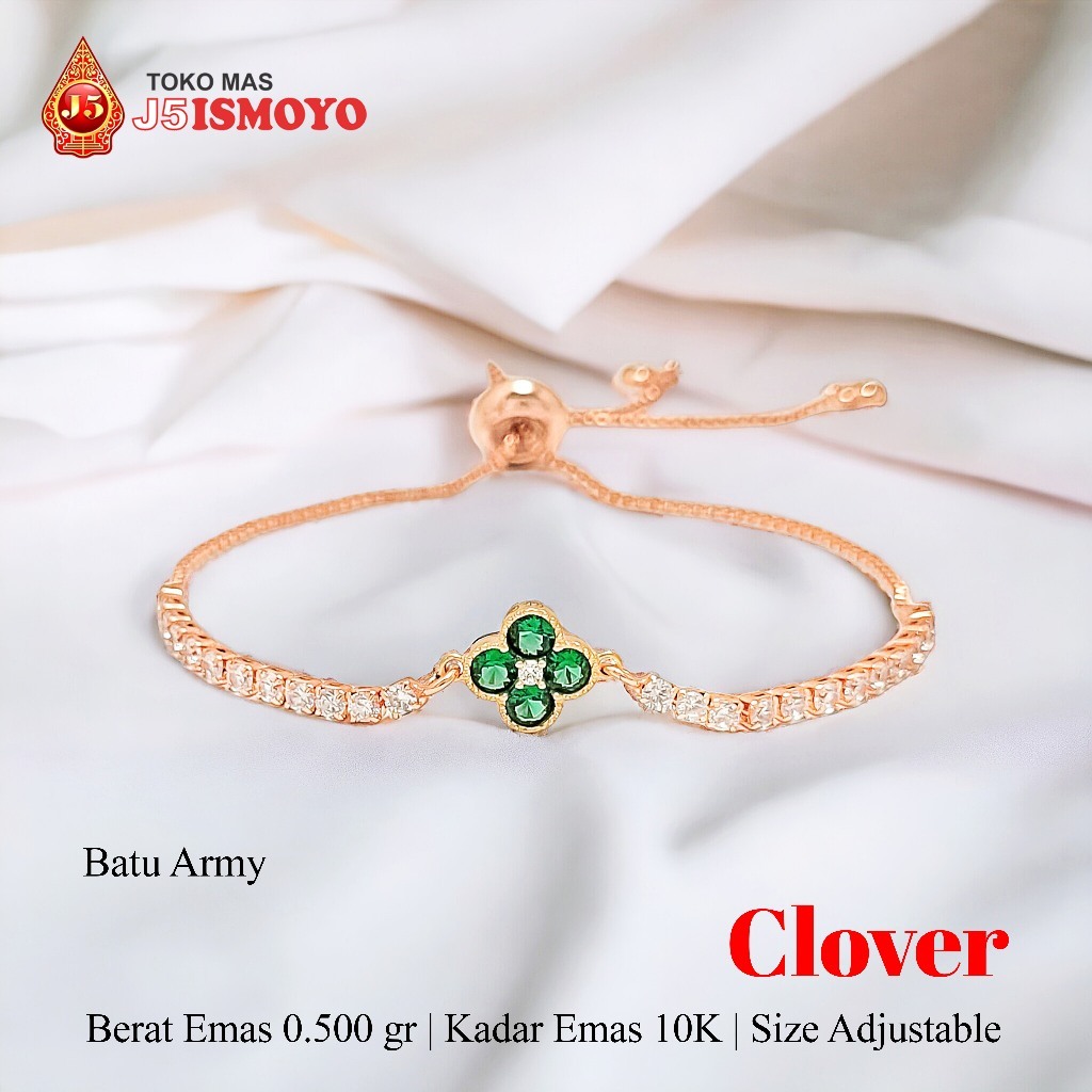 Van Cleef & Arpels Gelang Tali Serut Kombinasi Emas Clover Stone 10k