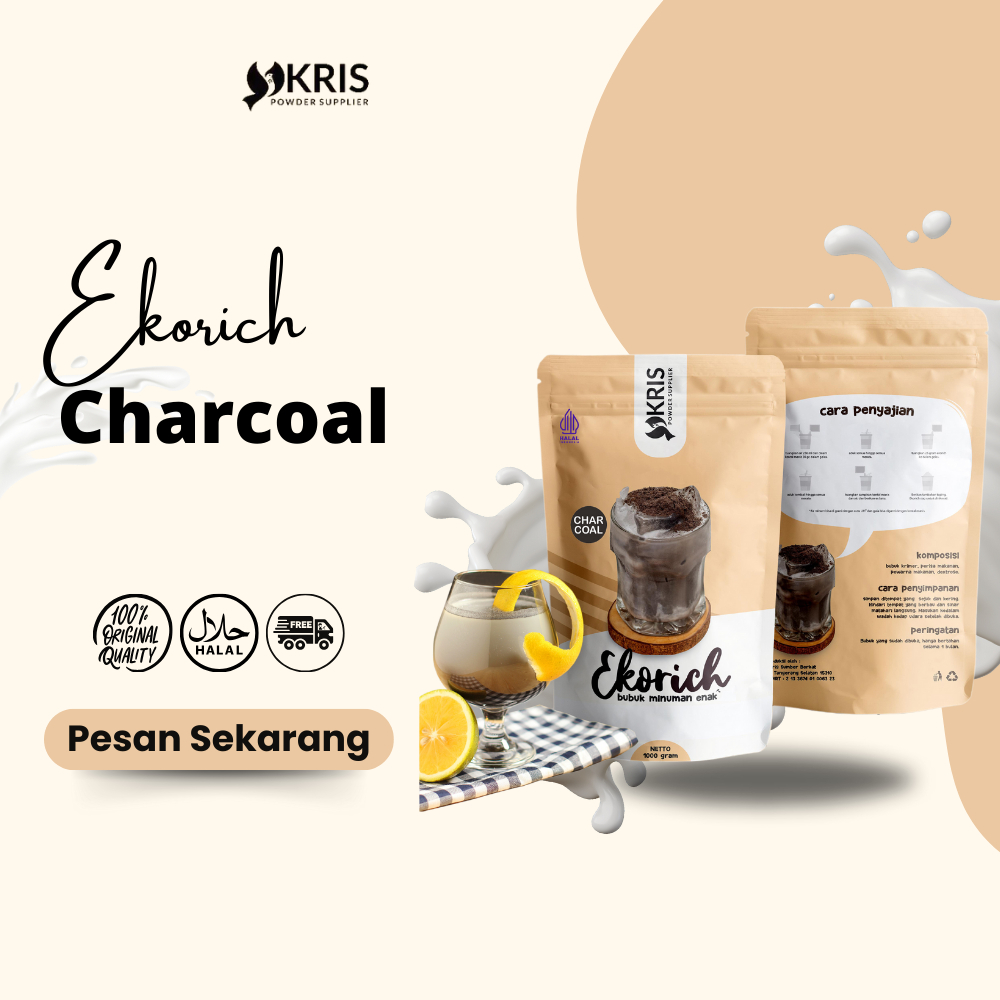 

Bubuk Minuman Rasa Charcoal, Hazelnut 25gr - Ekorich Powder