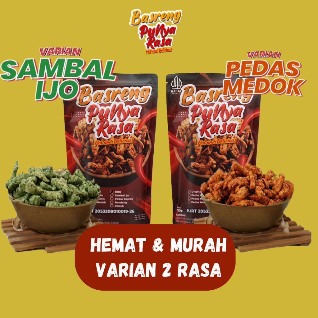 

Basreng Punya Rasa HALAL Pedas Medok dan Sambal Ijo Isi 2 Pilihan Rasa Terbaik