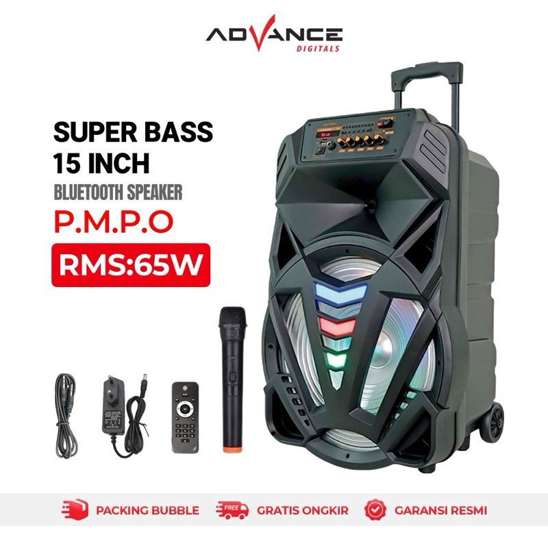 Advance K-1501N Speaker Aktif Bluetooth 15 Inch Bass Salon (Free 1 Mic Wireless ) Speaker Meeting 15" Inch