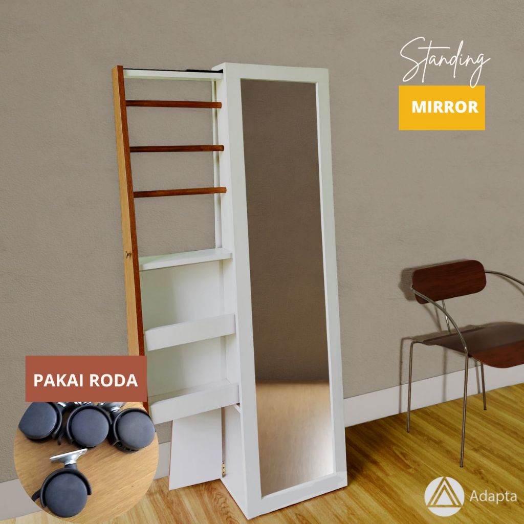Adapta - Cermin Standing Mirror Berdiri Full Body Makeup Hijab Pakai Kaki Roda - MIRA-A1/A2/A3