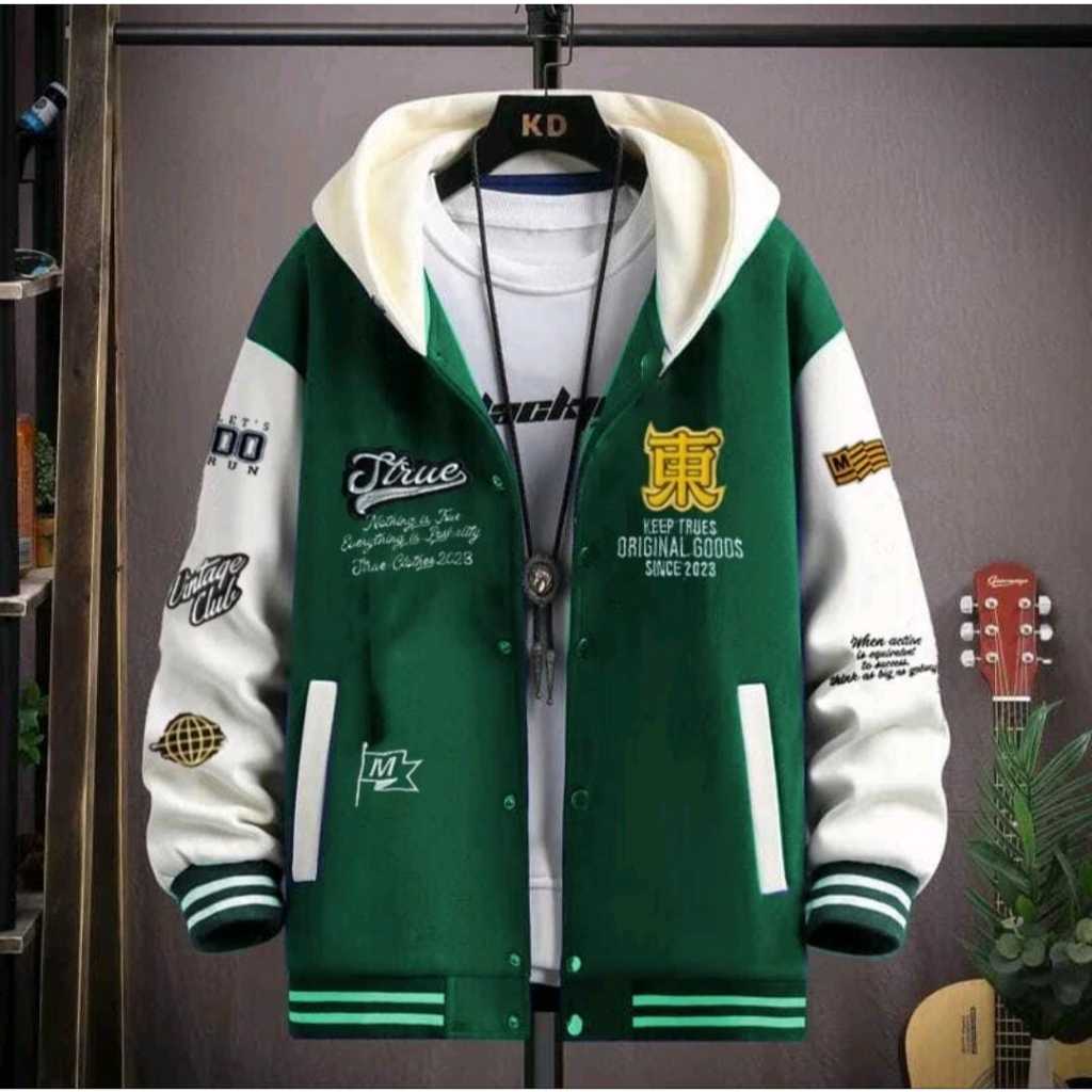 DISKON JAKET BASEBALL VARSITY HITAM MOTIF FULL BORDIR / JAKET VARSITY PRIA WANITA VINTAGE NEW