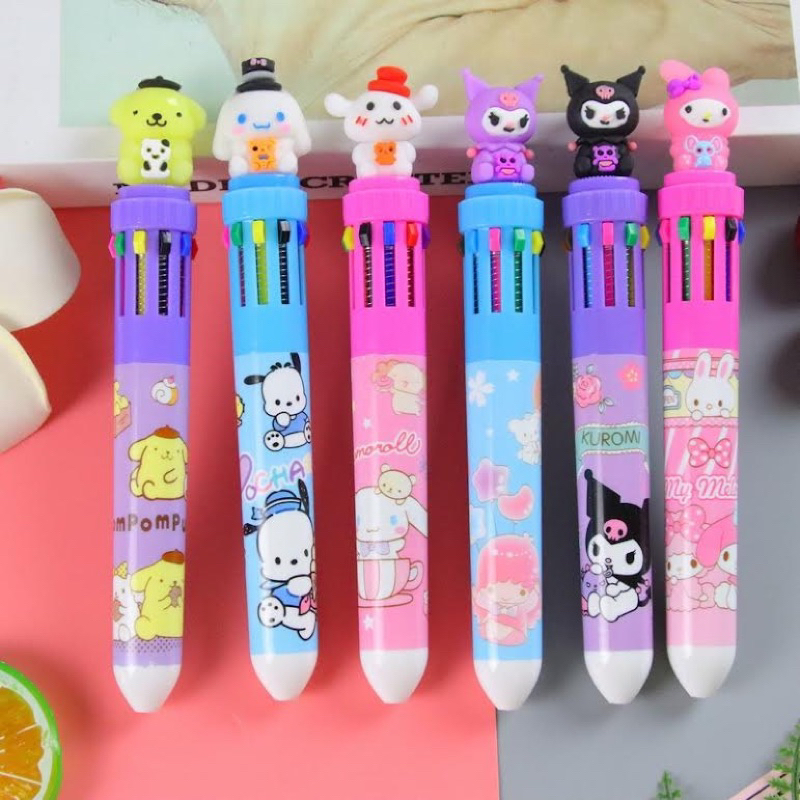 

Pulpen 10 Warna Kepala Sanrio Pena Ballpoint