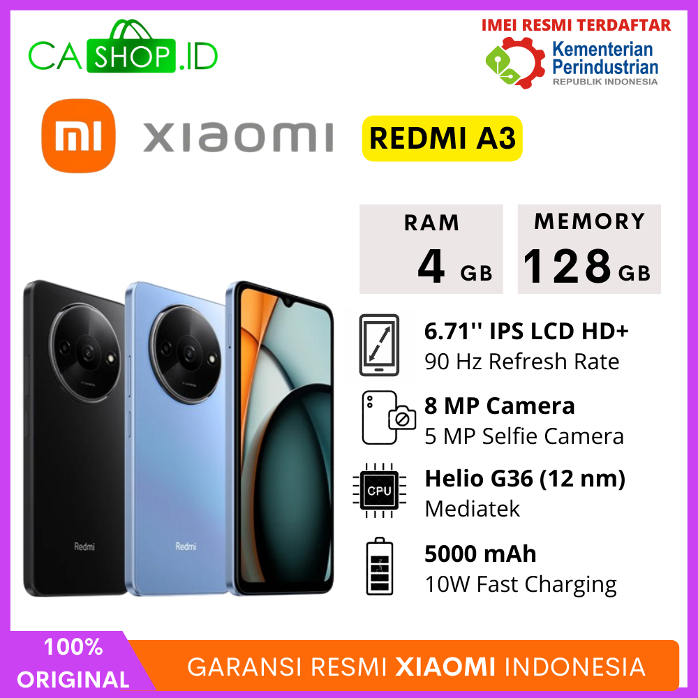 Xiaomi New Redmi A Series | Redmi A3 8GB 128GB (4+4/128) - New Original Garansi Resmi