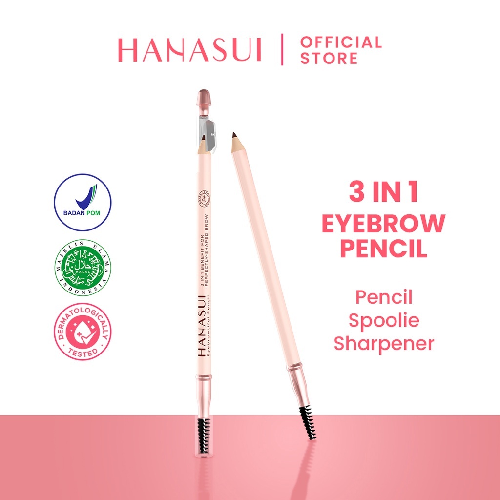 HANASUI Eyebrowtiful Pencil Indonesia / Pensil Alis 1.6g / 3 IN 1 Benefit For Perfectly Shaped Brow 