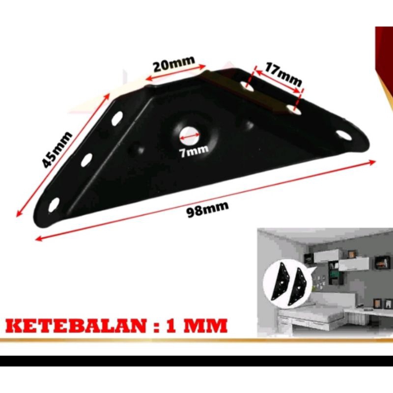 besi siku sudut segitiga breket bracket konektor ambalan meja kursi lemari kayu rak