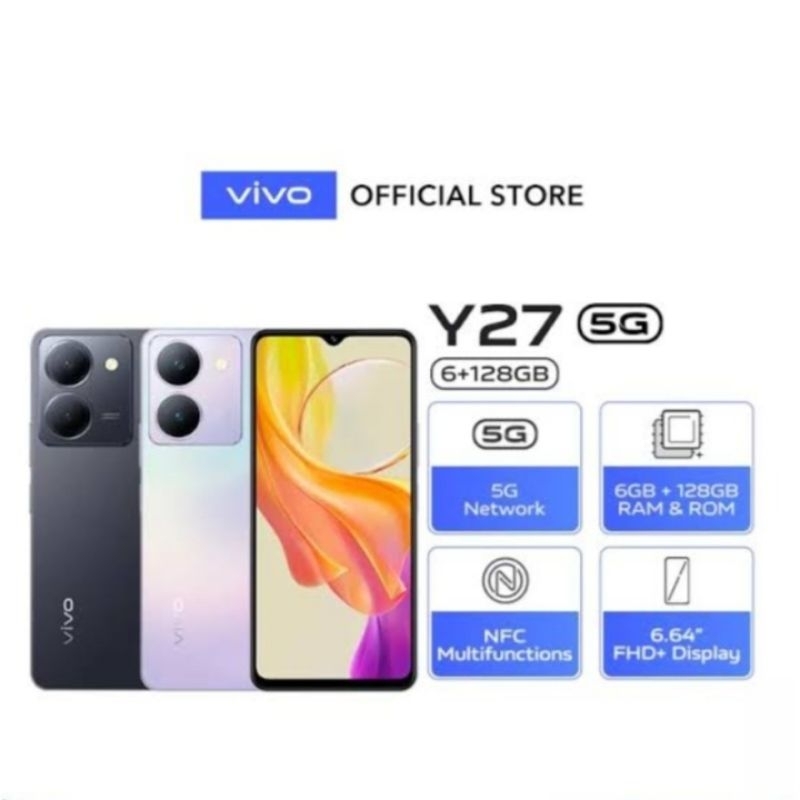 HP VIVO Y27 5G 6/128 GB - VIVO Y27 5G RAM 6GB ROM 128GB GARANSI RESMI