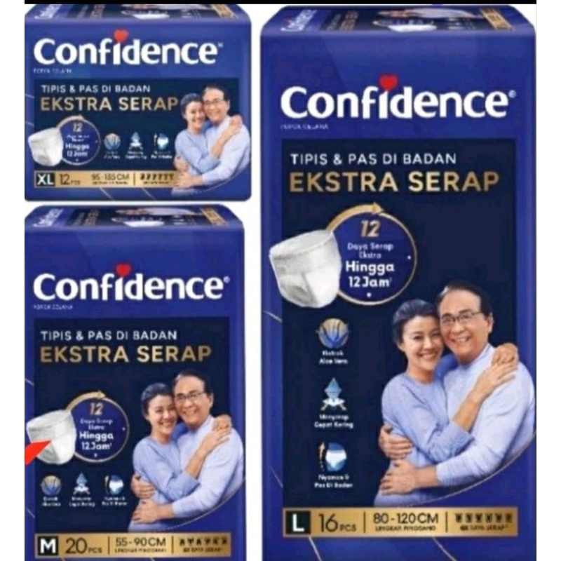 Confidence popok celana dewasa extra serap XL 12,L 16, M 20