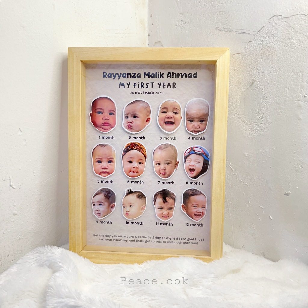 Milestone Frame 3D 12 Month Gift Baby Pajangan kamar