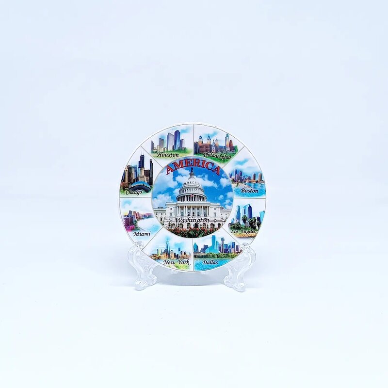 Fridge Tempelan Magnet Kulkas Piring Souvenir Negara USA America Amerika 42
