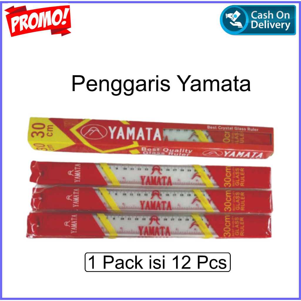 

12 pcs Penggaris yamata 30cm isi 1 Box 12 pcs / Penggaris 30 cm plastik mika bening murah