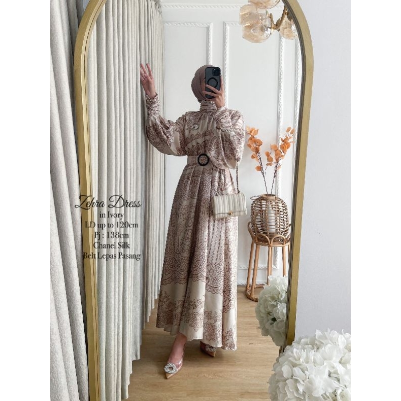 ZEHRA DRESS|GAMIS LEBARAN MUSLIM SILK PREMIUM JULBO|DRESS LEBARAN CANTIK PREMIUM JUMBO|GAMIS PESTA L