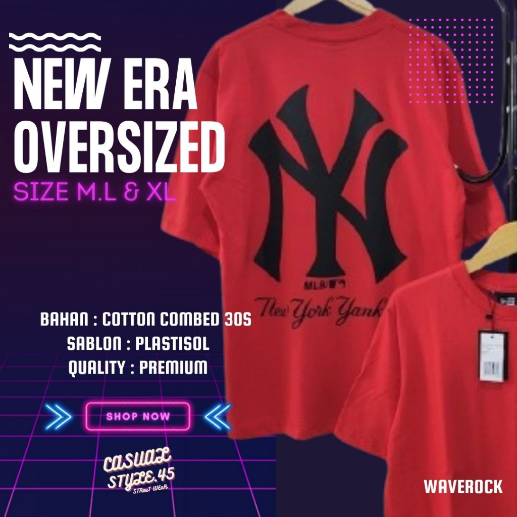 Kaos New Era Pria Oversize LA Baju Big Size MLB T-Shirt Baseball Hypbeast Yankes Fashion Casual Man 