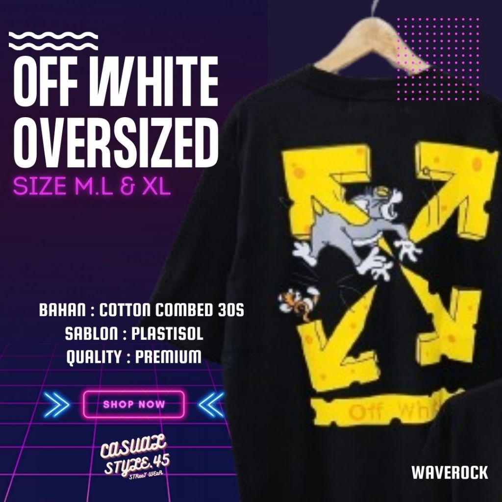 Kaos Pria Oversize Offwhite Baju Big Size Cowok T-Shirt Off White Fashion Casual Man Pakaian Distro 