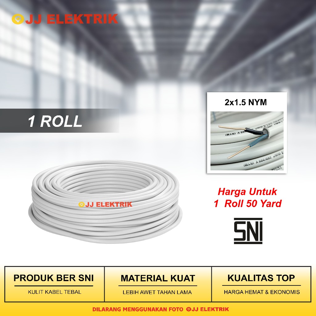 Kabel Listrik 2x1.5 NYM 1 Roll SNI