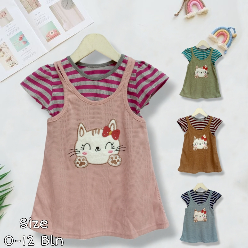 23772 - Overall Rok Bayi Perempuan Lucu Overal Ripped Dress Baby Newborn Cewek Usia 0 Sampai 12 Bula