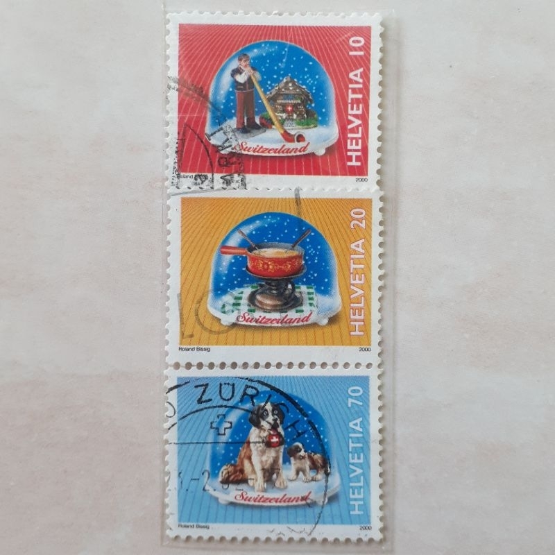 

Perangko Swiss/Switzerland Snow Globes Tahun 2000 set 3pcs