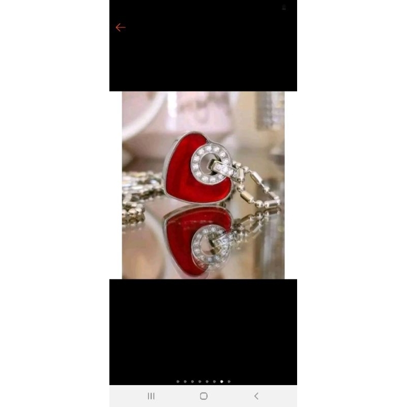 Kalung kesehatan pendant heart red MCI