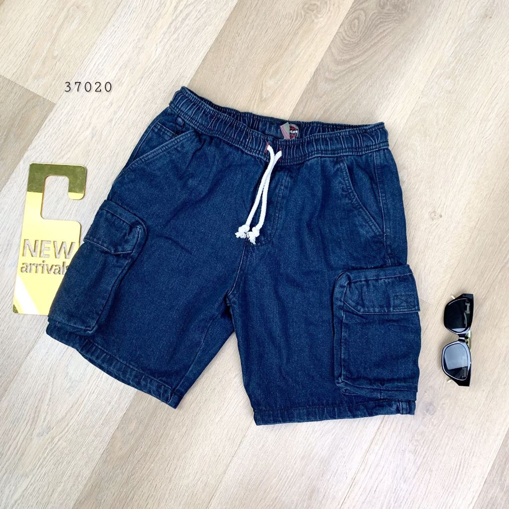 CELANA PENDEK PRIA JEANS CARGO PENDEK DARK DENIM POLOS BASIC CELANA PENDEK PRIA JEANS CARGO POLOS PR