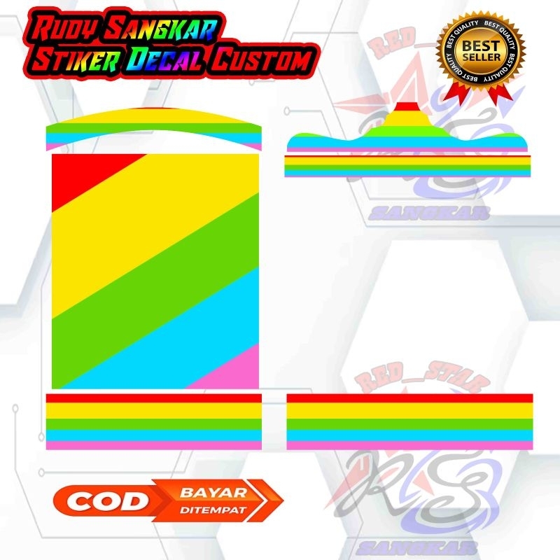 STIKER DECAL SANGKAR BURUNG MOTIF RAINBOW