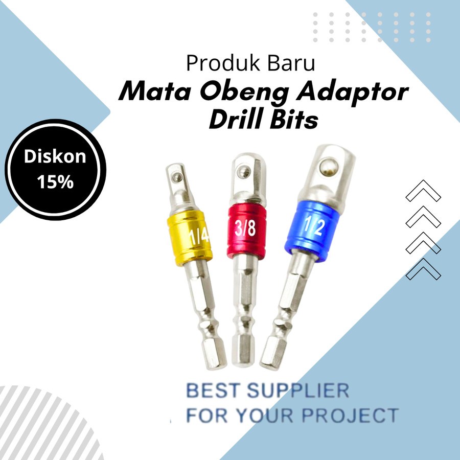 ADAPTER BOR 3PCS KUNCI SOK MATA OBENG MATA BOR ADAPTOR KUNCI SOCKET