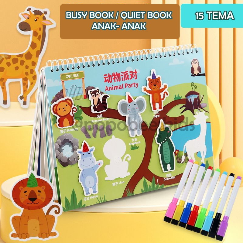 

POPOBEE | 32 Halaman Buku Edukasi Anak Bayi- Busy Book -Quiet Book- Activity Book - Buku Aktivitas Anak - Buku tulis bisa dihapus - Buku menempel - Buku Stiker - Montessori Activity - Buku Montessori