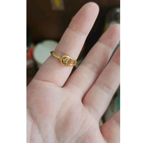 Cincin kartir paku spiral ulir emas asli 375