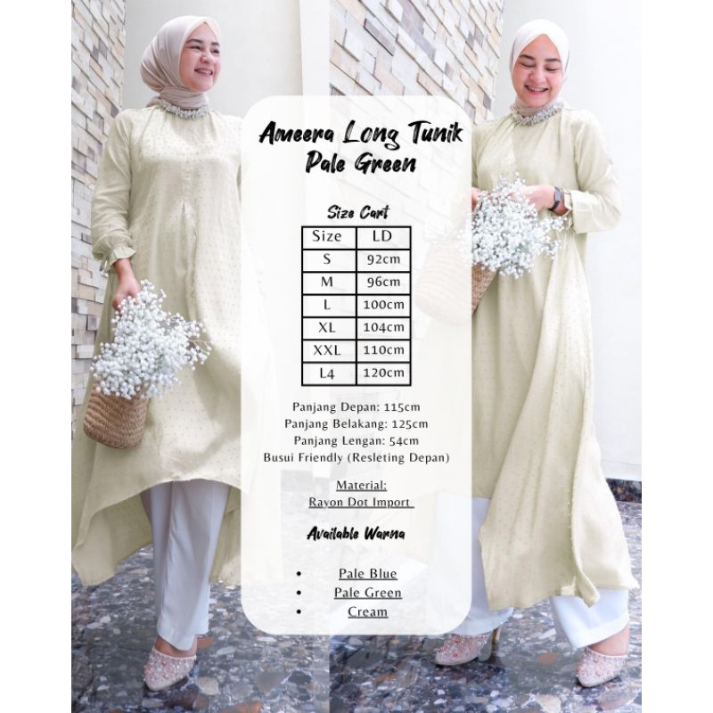 AMEERA LONG TUNIK  NCK LABEL MATERIAL RAYON DOT IMPORT
